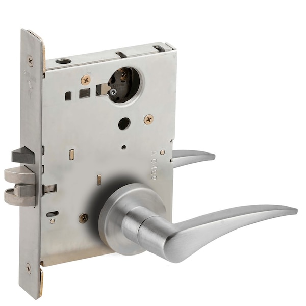 Schlage Grade 1 Institution Mortise Lock, Less Cylinder, 12 Lever, A Rose, Satin Chrome Finish, Left-Handed L9082L 12A 626 LH - main